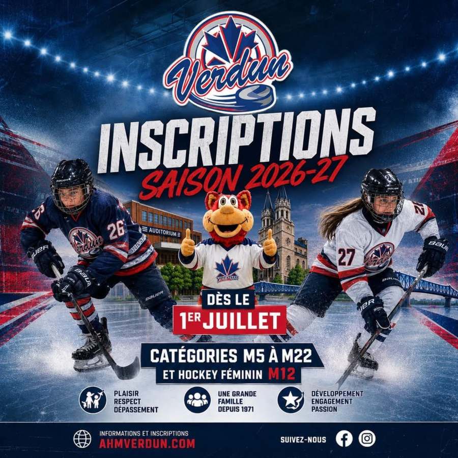 Affiche AHM Verdun pour les inscriptions de la saison 2026-2027.
